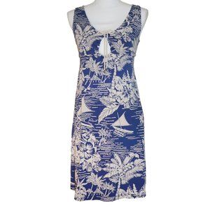 Tommy Bahama Hawaiian-Print Dress with Nautical Rope Tie & Keyhole Cutou…